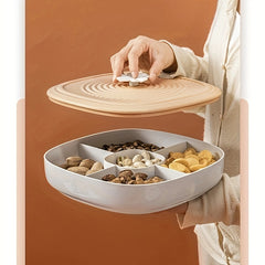5-Compartment Snack Nuts Tray with Cover, Raya Dried Fruits Serving Platte