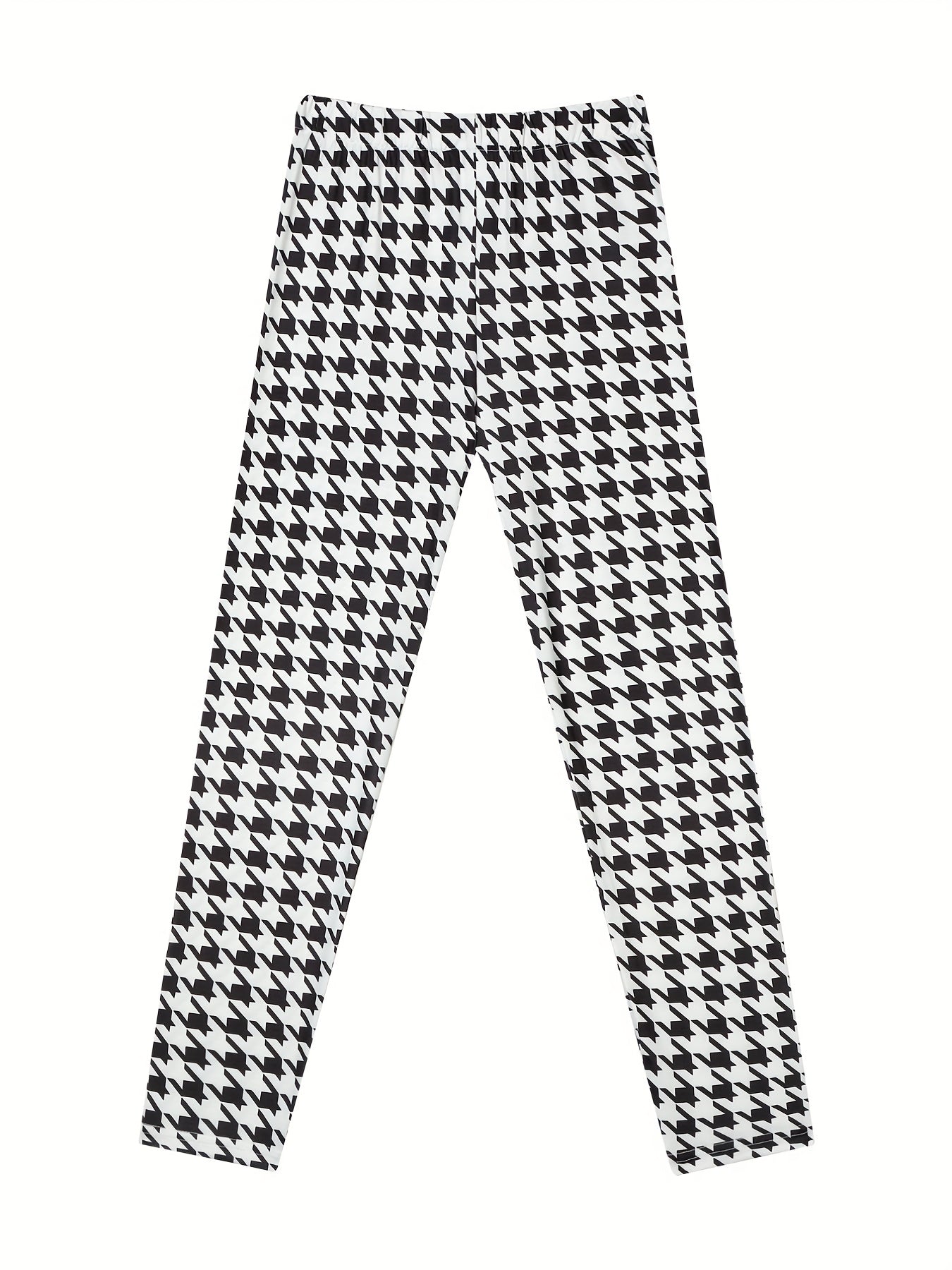 Girls Houndstooth Leggings Slim Fit Stretchy Casual Pants