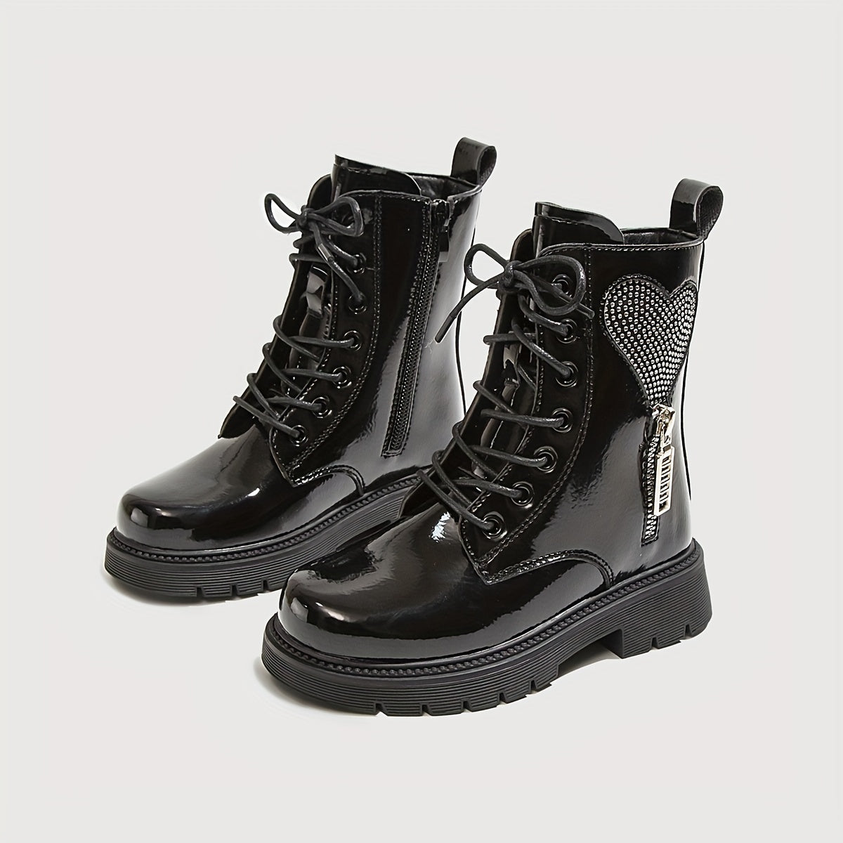 Vintage Rhinestone Heart Boots - Girls Comfortable Warm Boots