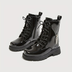 Vintage Rhinestone Heart Boots - Girls Comfortable Warm Boots