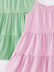 2pcs Toddler Girls Spaghetti Strap Swing Dress for Sunmmer