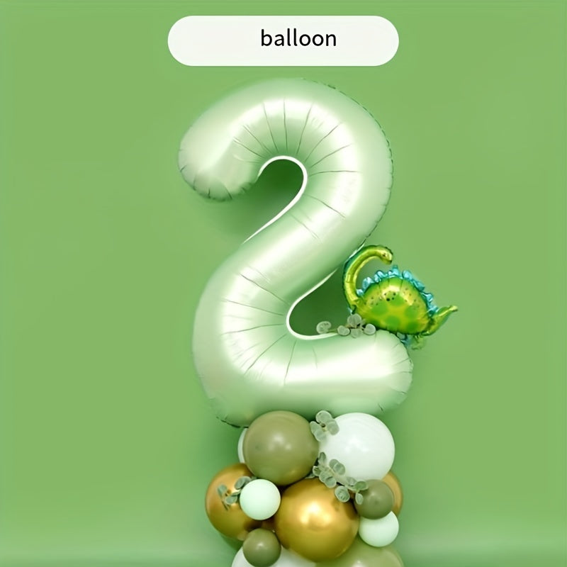 27pcs Olive Green Dinosaur Number Balloons Party Decor