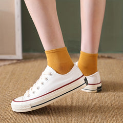 5 Pairs Solid Short Socks Soft & Comfy Women's Stockings & Hosiery