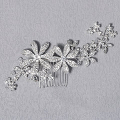 Silvery Flower Bridal Hair Comb - Wedding Accessories