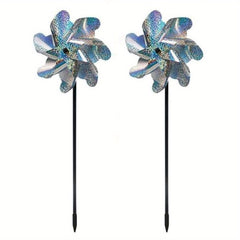 Yellow Holographic Pinwheels for Humane Bird Repellent