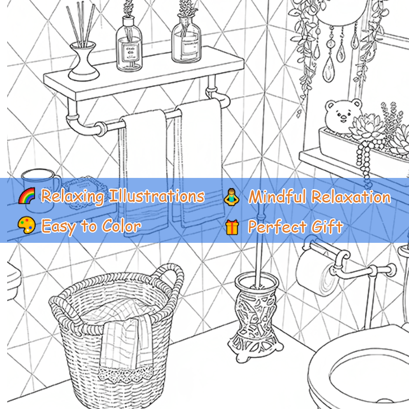 Cozy Corner Adult Coloring Book, 22 Pages, 20x20 cm, Birthday, Halloween, Xmas
