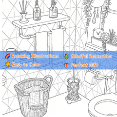 Cozy Corner Adult Coloring Book, 22 Pages, 20x20 cm, Birthday, Halloween, Xmas