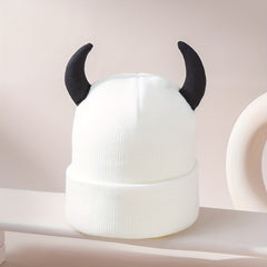 Cartoon Horn Soft Beanie Unisex Knit Hat Skull Cap Warm Beanies