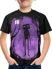 Purple Cartoon Pattern T-shirt For Kids Short Sleeve Top Casual Tee