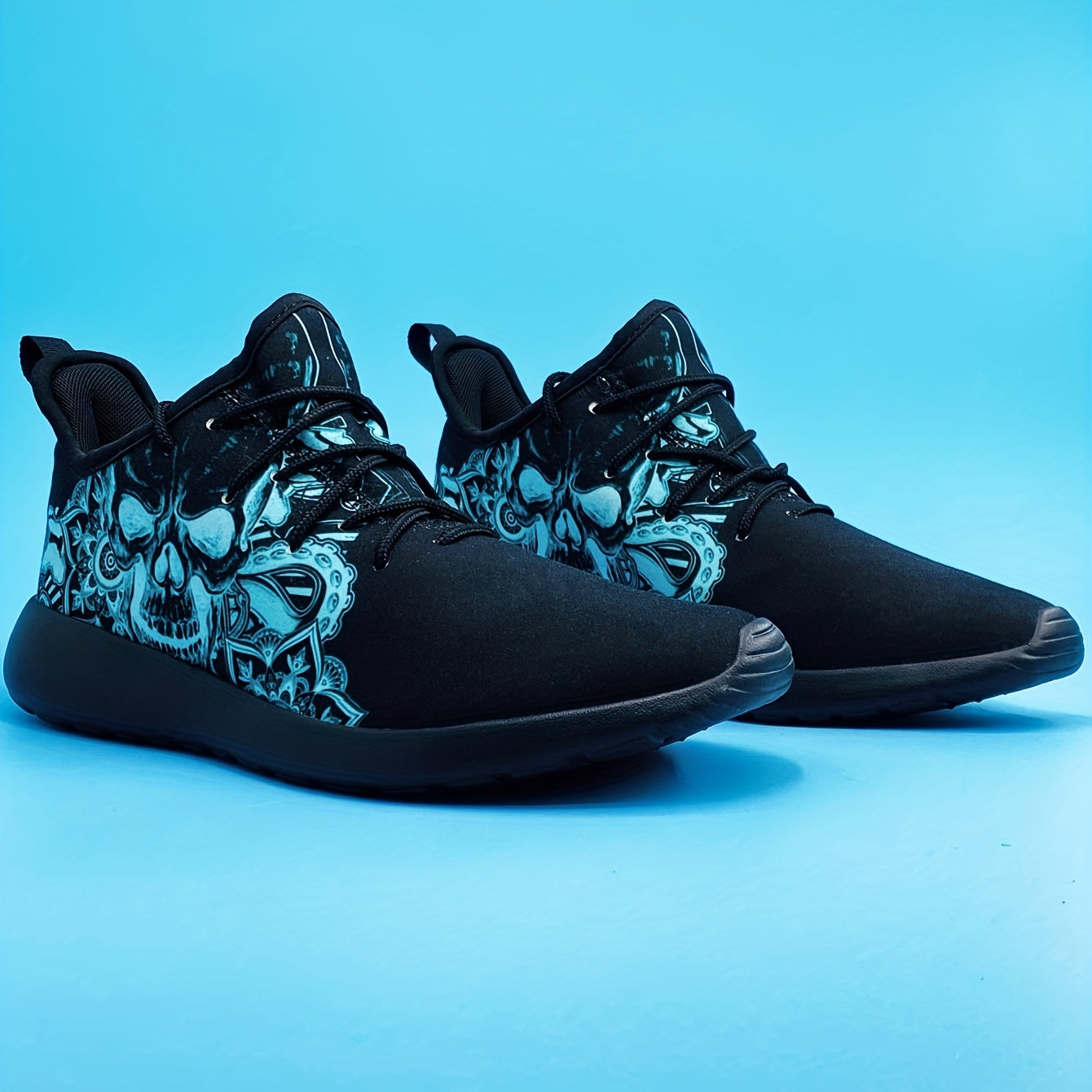 Men's Rock Skull Print Breathable Walking Shoes