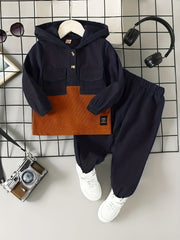 Boys Corduroy Hooded & Elastic Waist Pants Set