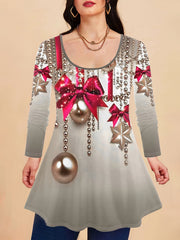 Women's Plus Ball & Bow Knot Tee & Leggings Outfits Set
