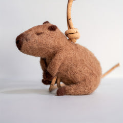 DIY Capybara Felt Pendant Kit with Leather Rope