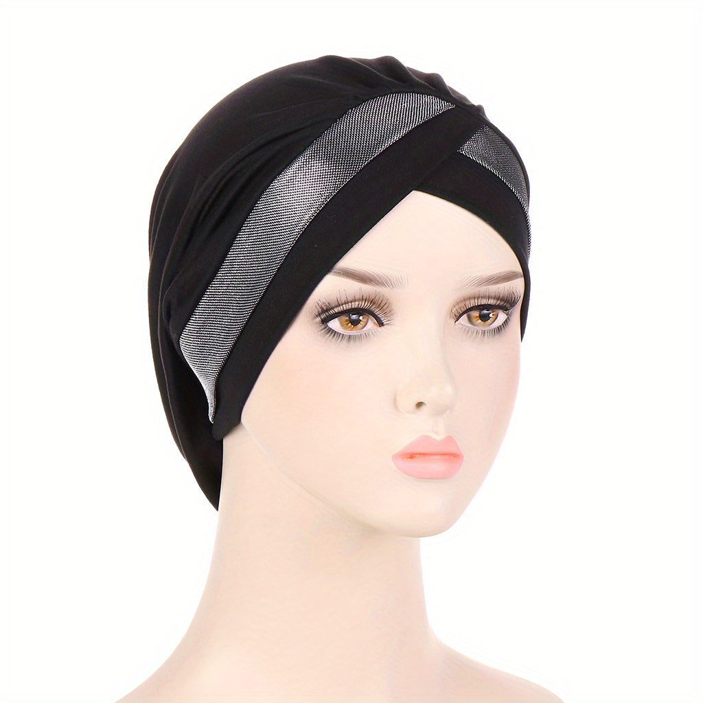 Glitter Turban Cap Headscarf Ramadan Head Wrap Lightweight Elastic Chemo Cap