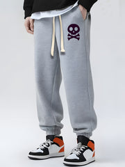 Skull Print Drawstring Sweatpants Loose Fit Joggers For Men