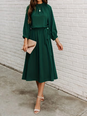 Ruched Long Sleeve Party Midi Dress Women's Clothing