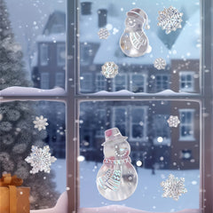 Colorful Snowflake Christmas Tree Snowman Window Stickers