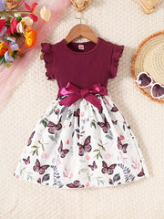 Toddler Girls Butterfly Graphic Princess Dress For Party Vacation