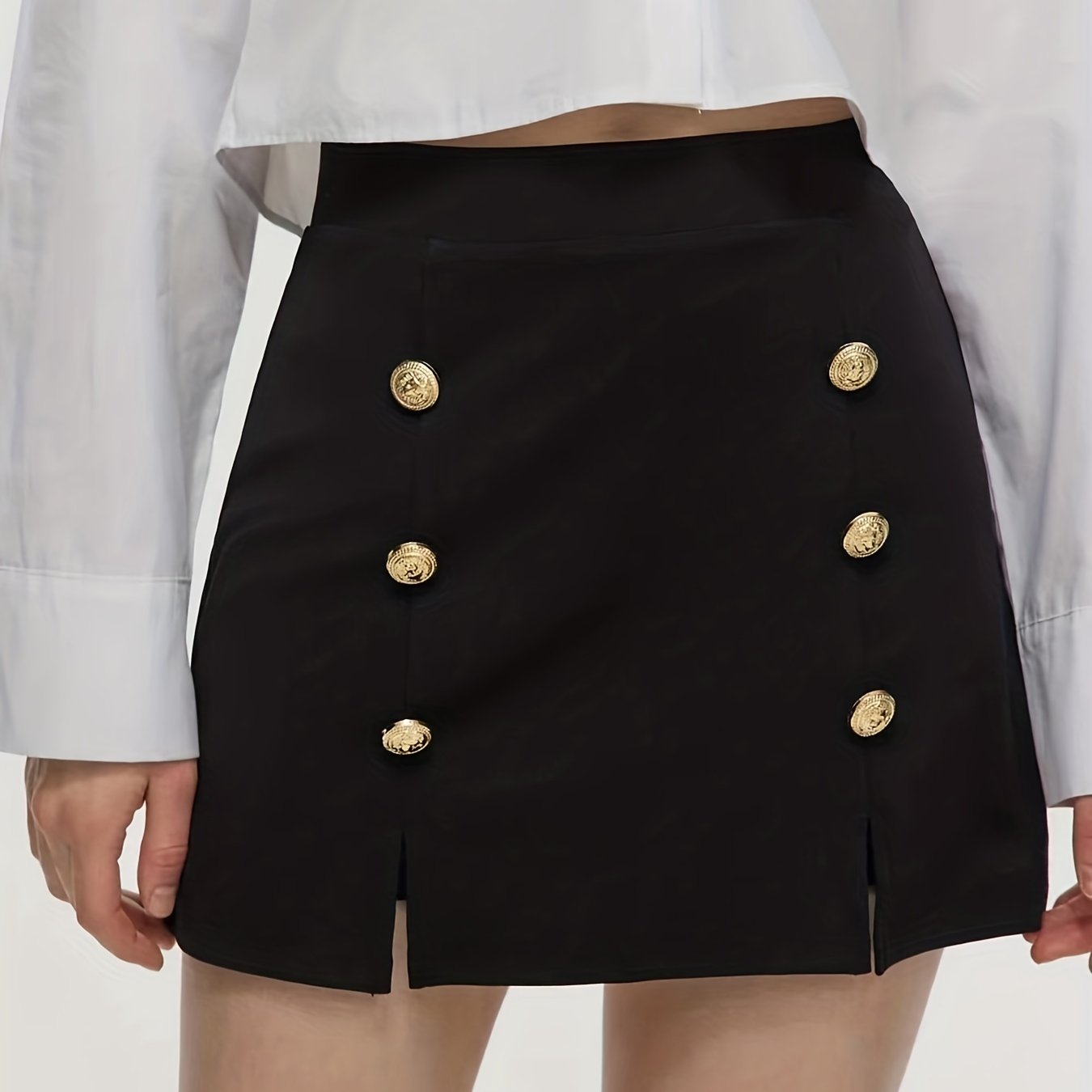 Double Breasted Mini Skirt High Waist Casual Skirt