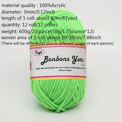 12 Rolls DIY Knitting Yarn Handwork Woolen Painting Crafts Decoration 12 X 50g