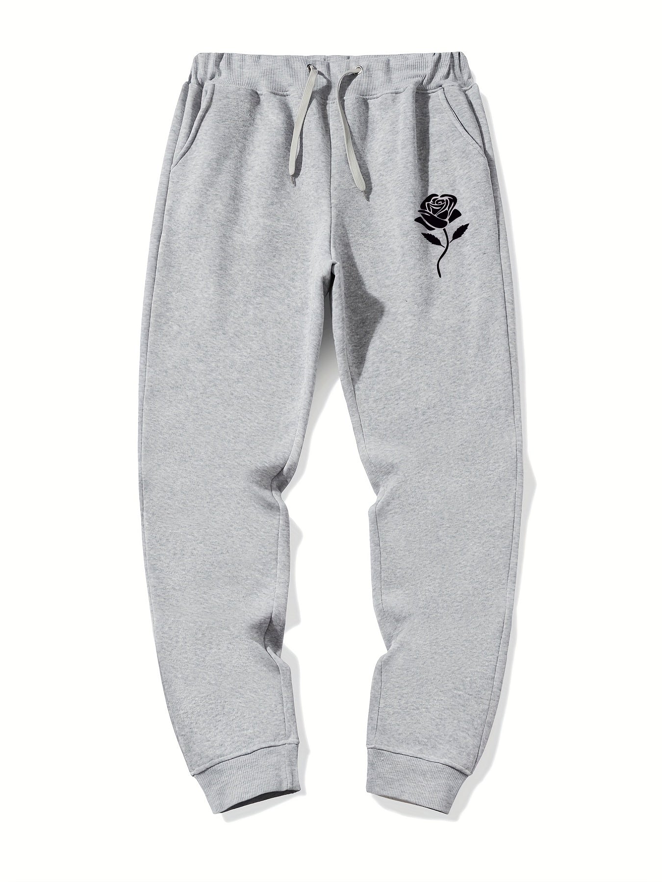 Rose Pattern Stretch Graphic Joggers Sweatpants for Men