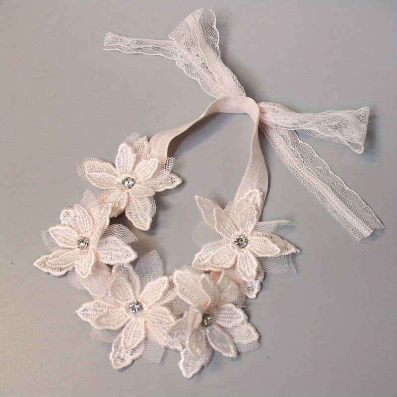 Pink Pearl Lace Flower Hairband for Baby Girls Toddler