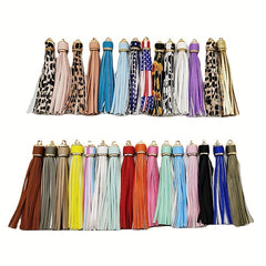 Random PU Leather Tassel Keychain Accessories Silicone Beads Bangle Tassel