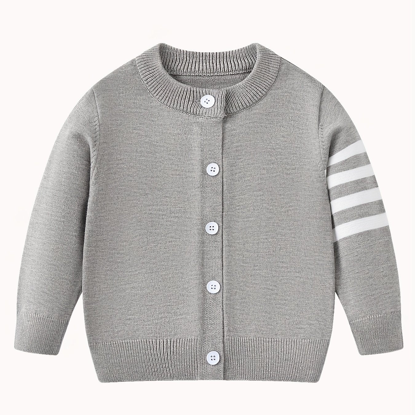 Toddler Boys Striped Knit Cardigan Thermal Sweater