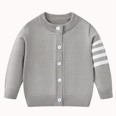 Toddler Boys Striped Knit Cardigan Thermal Sweater