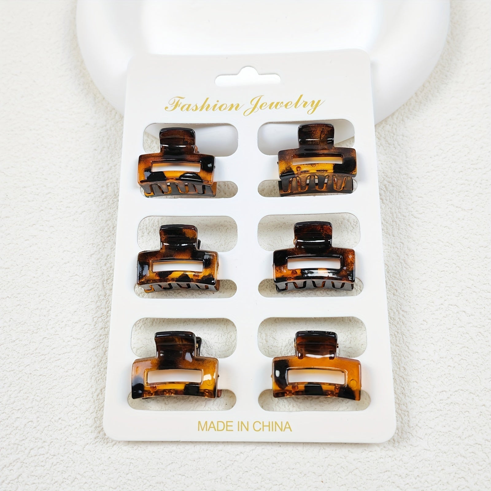 6pcs Small Hollow Square Claw Clips Girls Hair Accessories