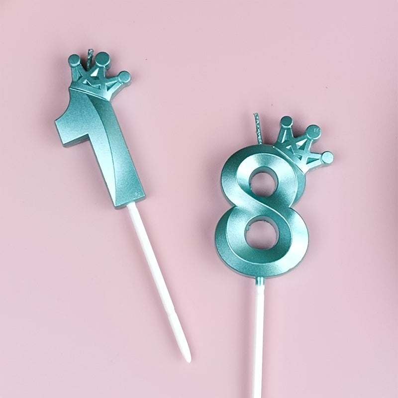 1pc Crown Birthday Cake Number Candles Silvery Champagne Golden Crown