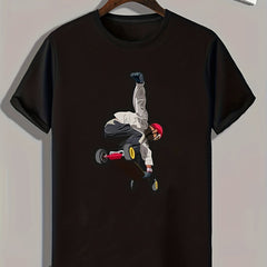 Boy Skateboarding Print Men's Graphic T-shirt for Summer