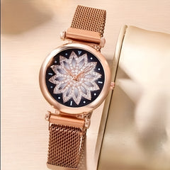 Kids Quartz Watch & Rhinestone Butterfly Jewelry Set