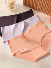 5pcs Seamless Solid Briefs Stretchy Intimates Panties