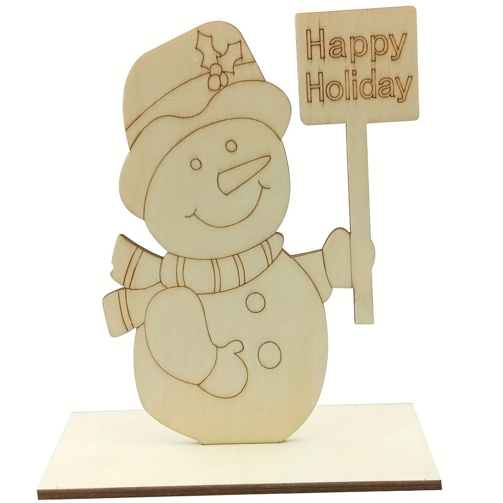 1Pc Wooden Embryo DIY Wooden Christmas Elder Snowman Elk Christmas Tree