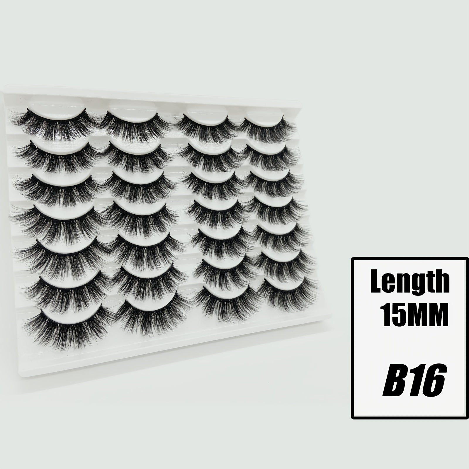 14 Pairs Fluffy False Eyelashes 15mm Long Dramatic Faux Mink Strip 3D Lashes
