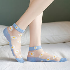 7 Pairs Smiling Pattern Short Socks Ultra Thin Shallow Mesh Ankle Soc