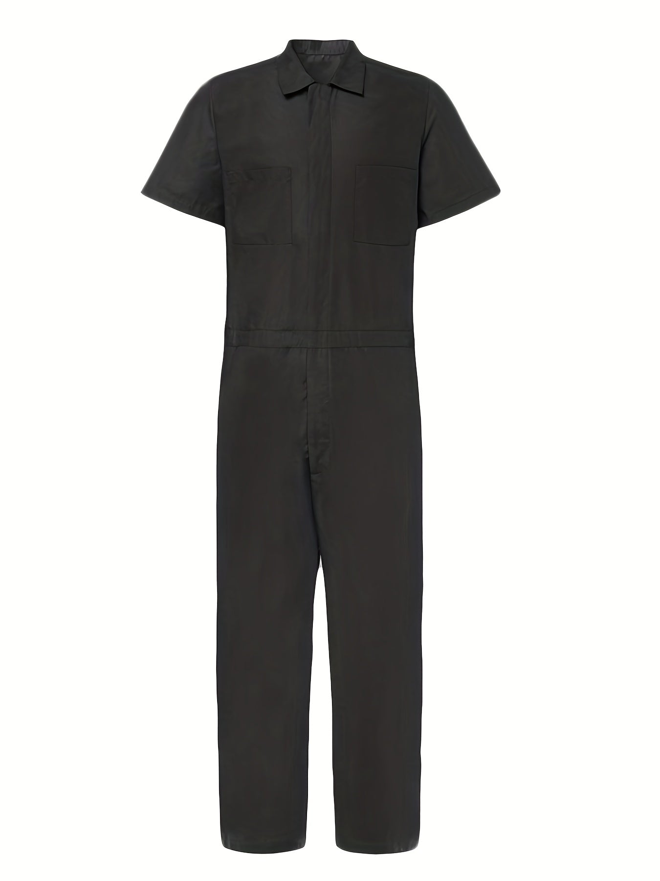 Men's Zipper Overalls Jumpsuit Casual Short Sleeved Work Clothes