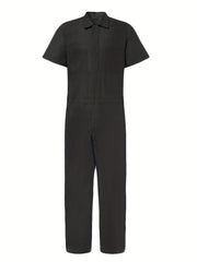 Men's Zipper Overalls Jumpsuit Casual Short Sleeved Work Clothes