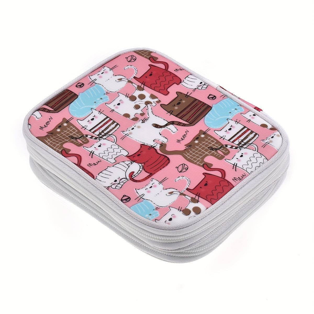Double Layer Crochet Storage Bag Hand Knitting Organizer Zipper Mesh Pocket