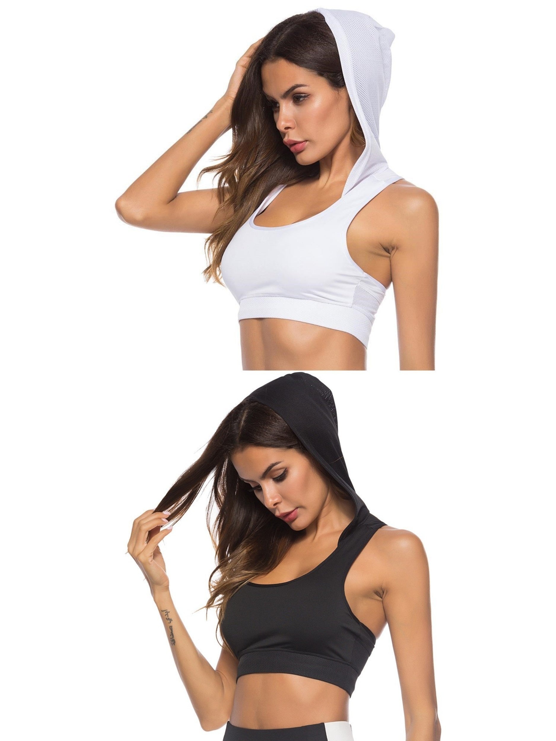 Seamless Hooded Sports Bra Comfy & Breathable Tank Bra