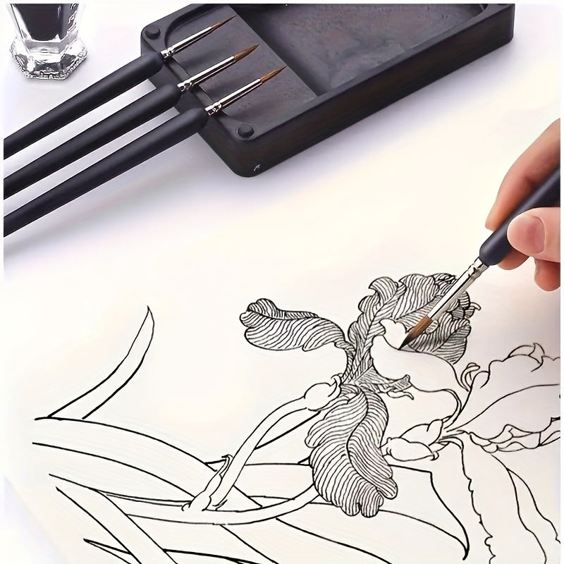 11pcs Weasel Hair Detail Brush Set for Acrylic Painting Watercolor Nail Art
