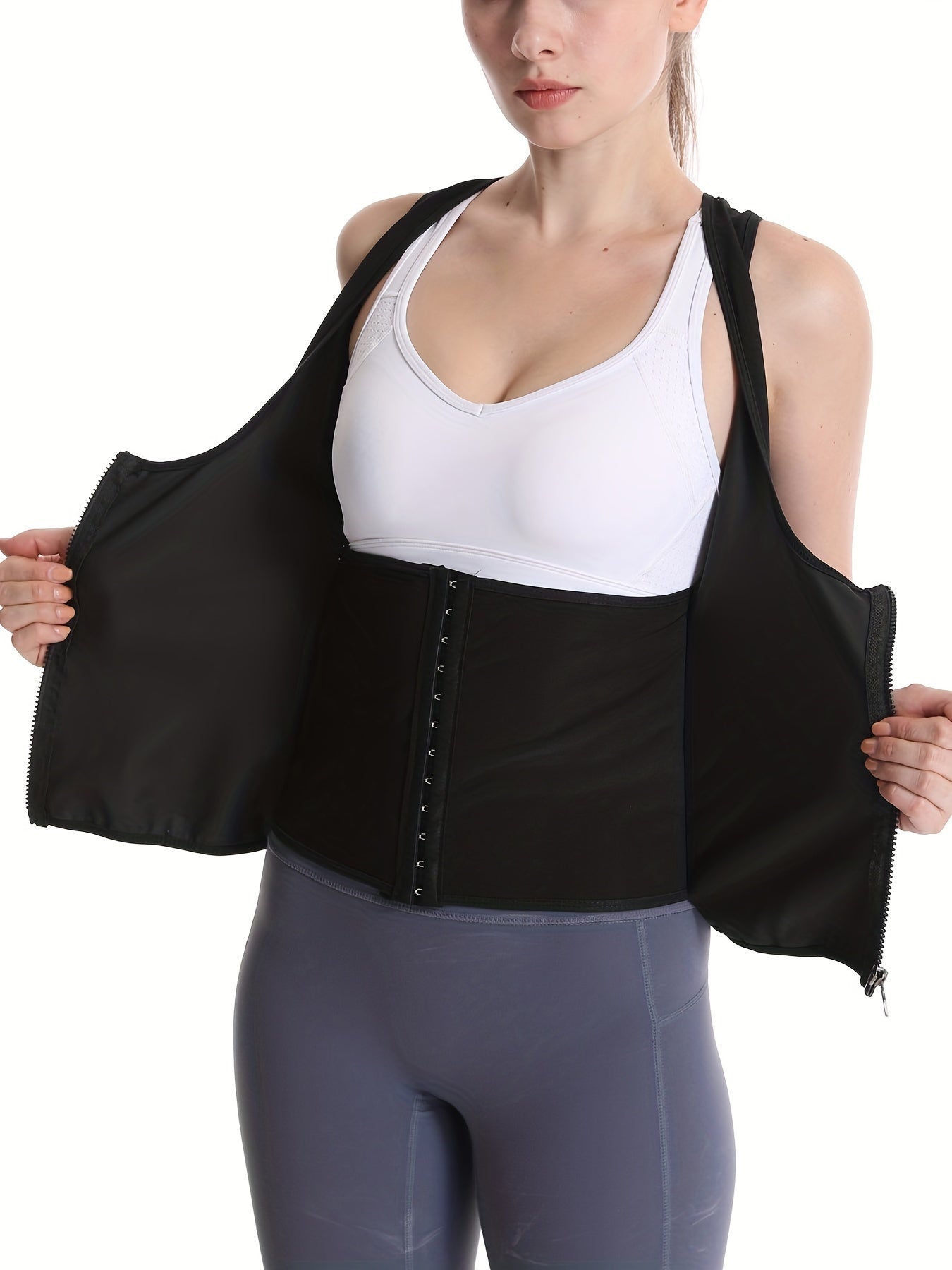 Zipper Shaping Tank Tops Waist Trainer Tummy Control Slimmer Open Bust Top