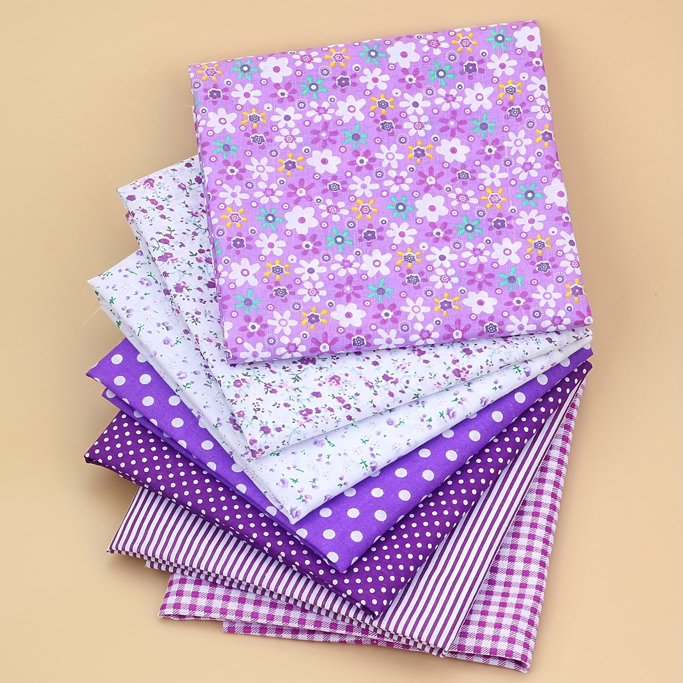 7pcs Printed Cotton Quilting Sewing Patchwork DIY Cloth Purple Series