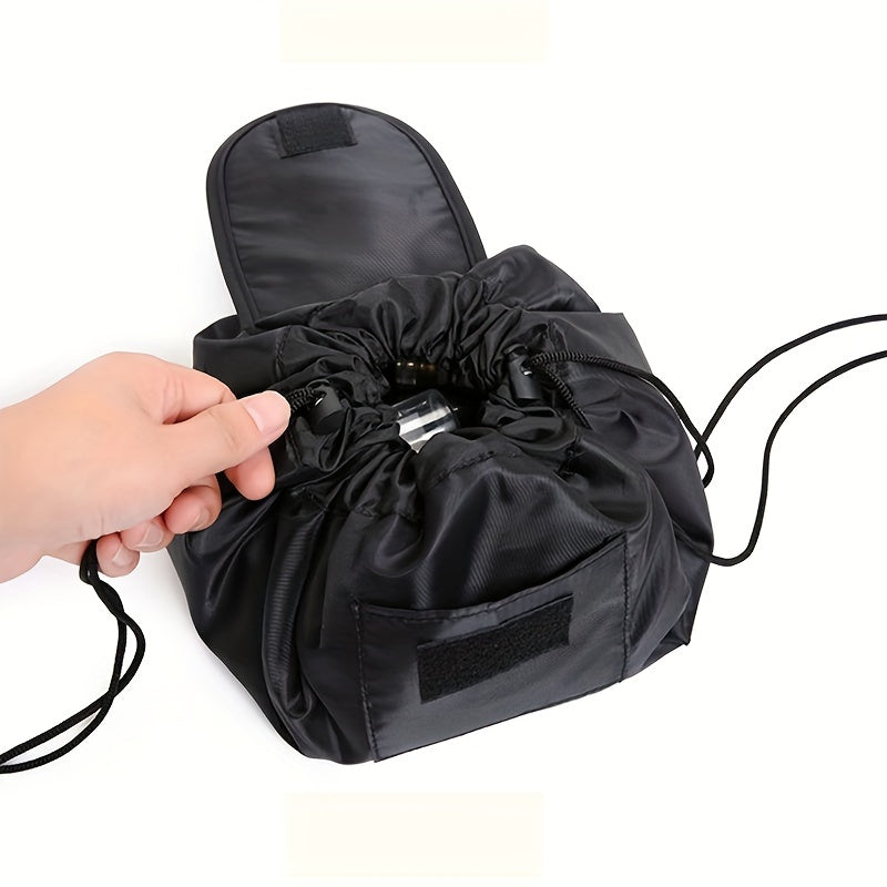 Drawstring Makeup Bag Magic Cosmetic Pouch Lay Flat Travel Organizer Pouch