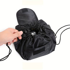 Drawstring Makeup Bag Magic Cosmetic Pouch Lay Flat Travel Organizer Pouch