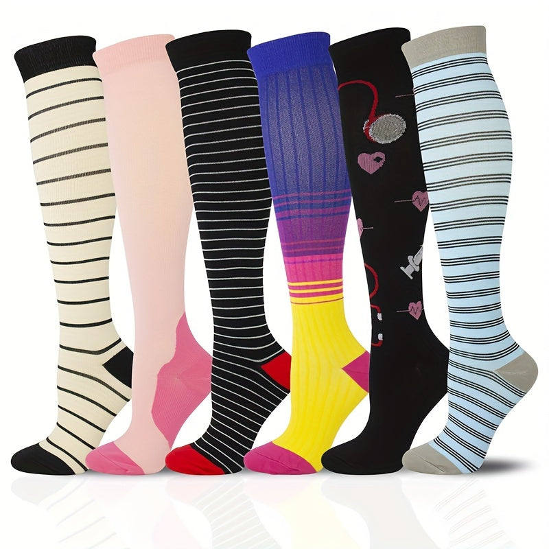 6 Pairs Men's Compression Sport Socks Sweat Absorbing Breathable Socks