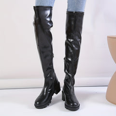 Women's Chunky Heeled Over The Knee Boots