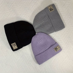 Winter Knitted Hat Velvet Lining Thickened Ear Protection Beanie Cap
