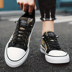 Men's Graphic Canvas Sneakers Casual Walking Shoes